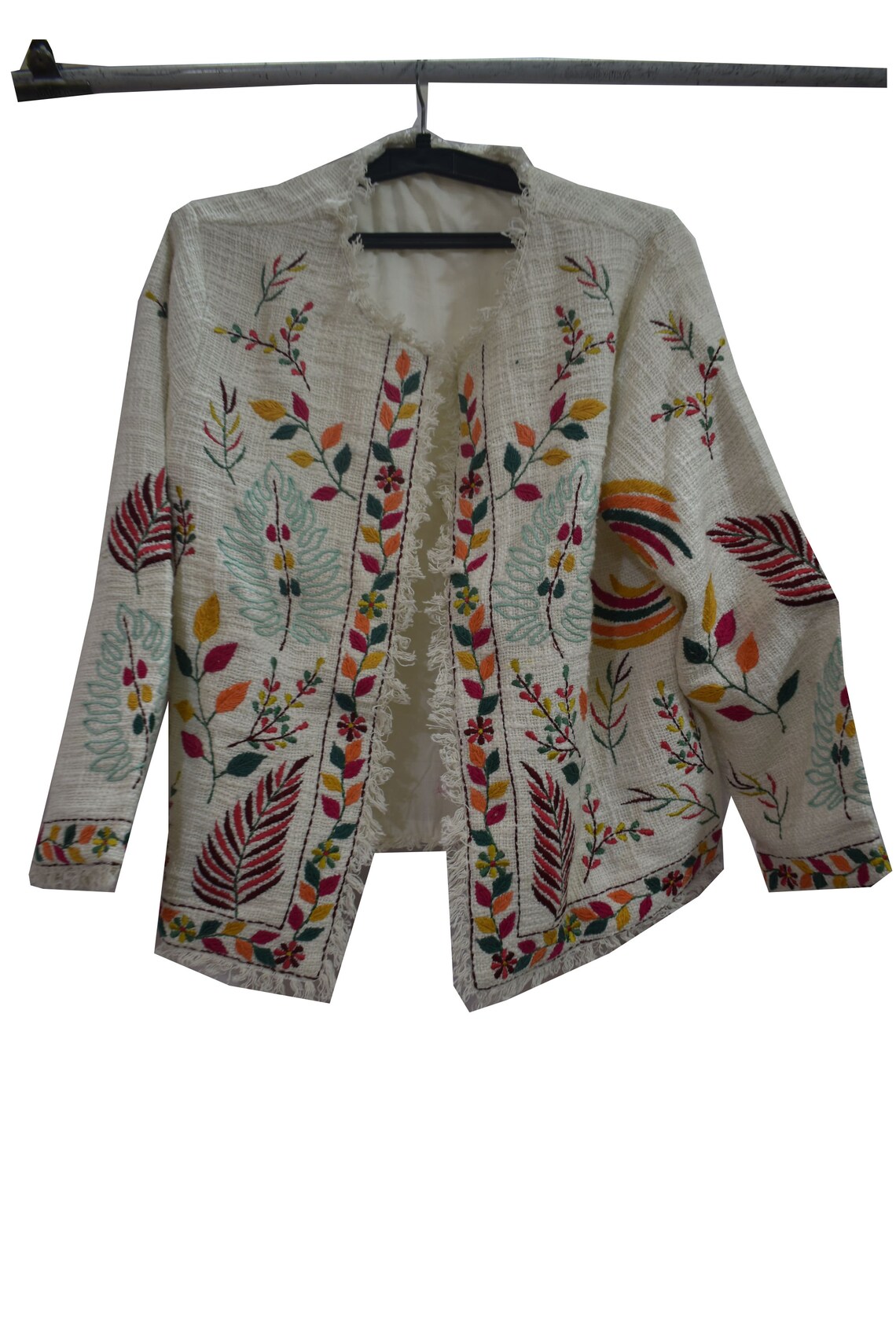 Embroidered jacket white / indian embroidery jacket Etsy