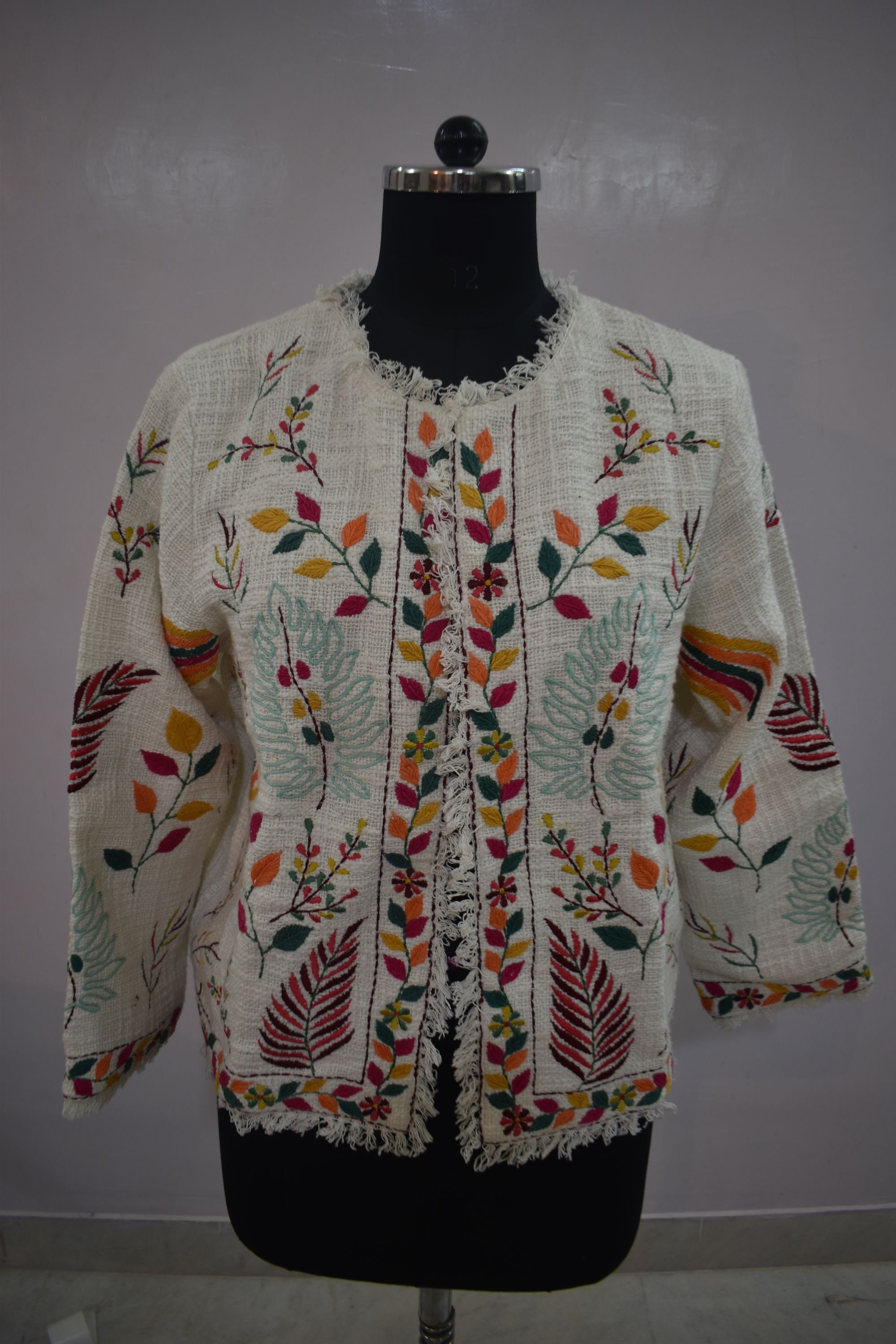 Embroidered jacket white / indian embroidery jacket Etsy