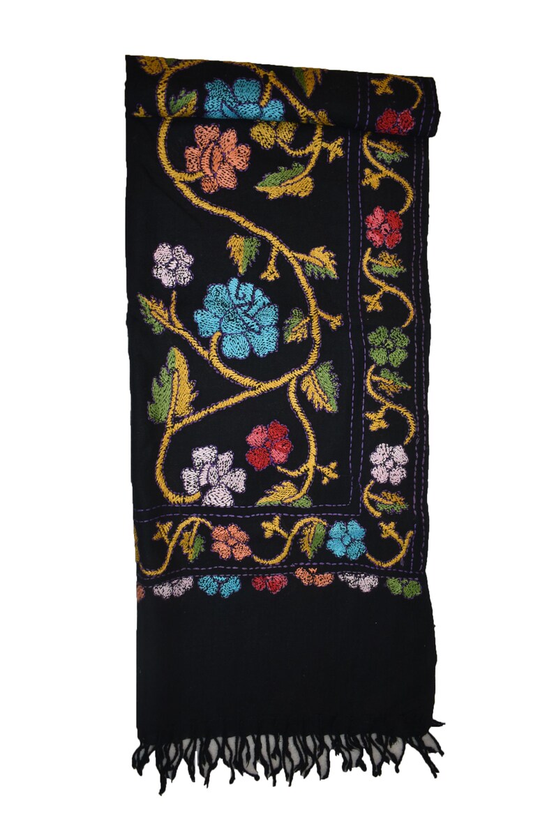 Pashmina Wool Shawl Crewel Embroidery Kashmir Ari Embroidered Etsy