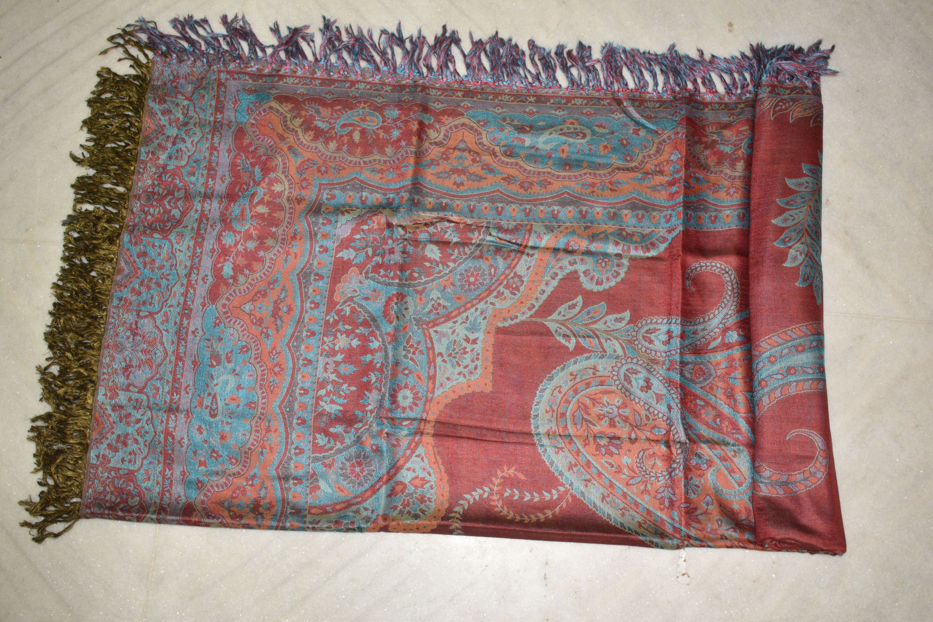 Indian Traditional Jamawar cashmere Bedding Reversible Throw Etsy