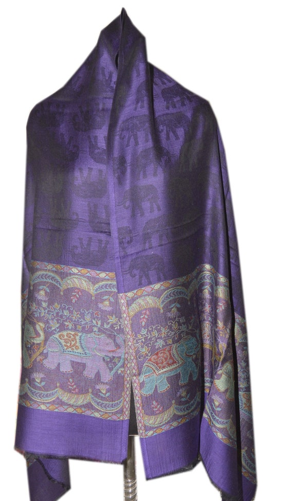 Shades of Red Silk Shawl Reversible Jamawar Iridescent Silk Paisley Shawl