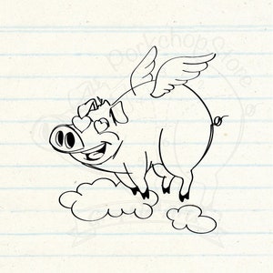 Pig svg, Flying Pig svg, Piggy Svg, DXF, PNG, Cutting file, printable, Instant download 0003