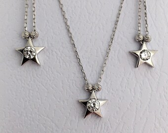 Sterling Silver Star Necklace and Earrings Set: Dainty Bridal Jewelry