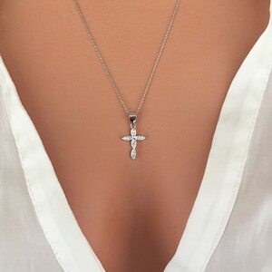 Tiny Cross Necklace Silver, Religious Necklace, Dainty Cross Necklace For Woman, Cross Pendant, Cross Jewelry