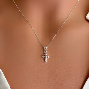 Tiny Cross Necklace Silver, Religious Necklace, Dainty Cross Necklace For Woman, Cross Pendant, Cross Jewelry