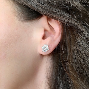 Baguette Earrings / Stud Earrings / Gold Plated 925 Sterling Silver Earrings / Dainty Baguette Earrings / Bridal Earrings