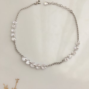 Zircon Anklet Bracelet Sterling Silver / Anklet For Woman / Foot Jewelry / Chain Anklet / Boho Bracelet / Charm Anklet / Body Jewelry