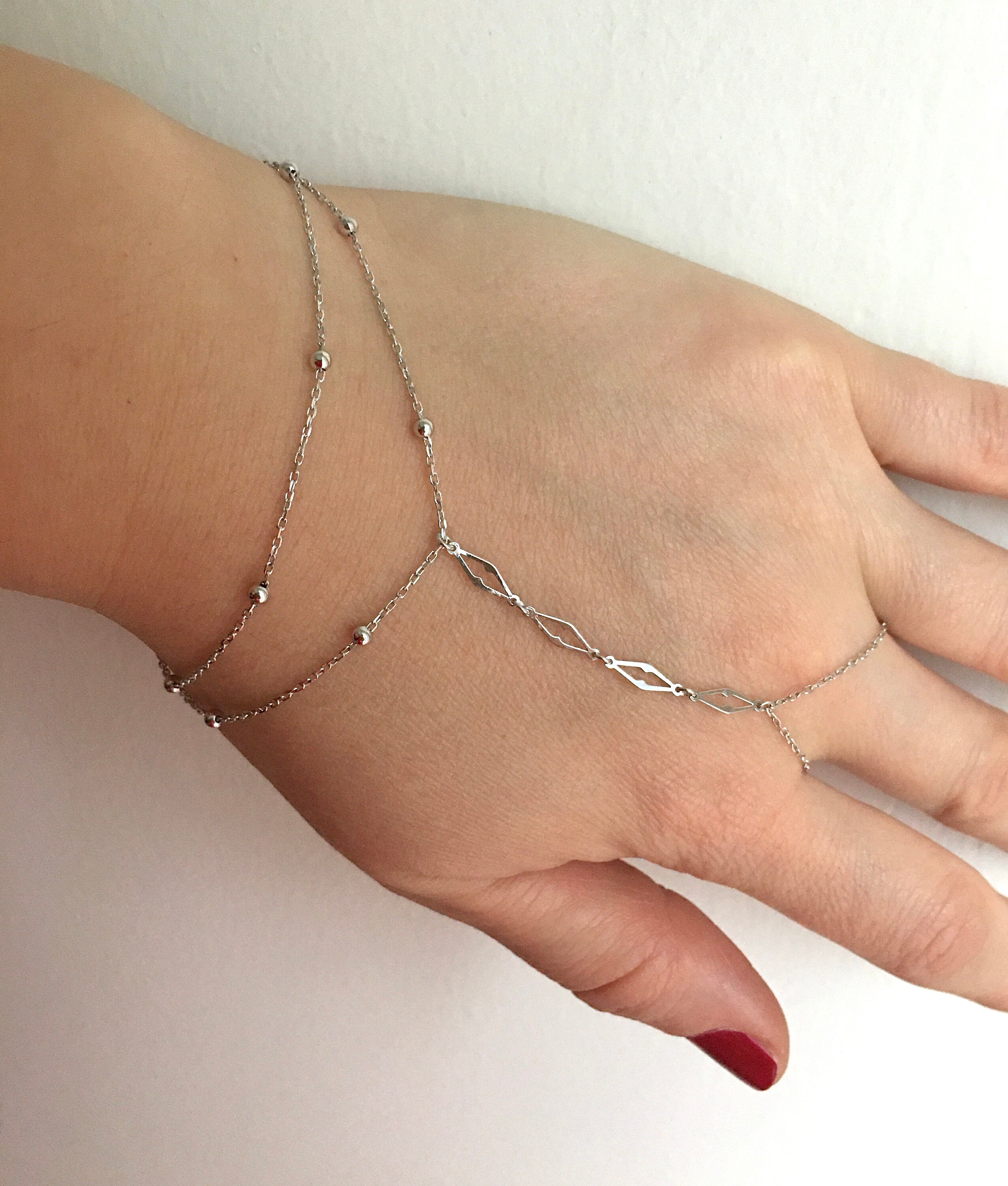 Silver Slave Bracelet Geometric Slave Bracelet Ring Etsy