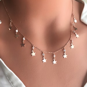 925 Sterling Silver Tiny Star Necklace / Charm Necklace / Dangle Necklace