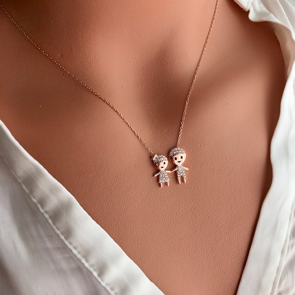 Boy Girl Necklace Etsy