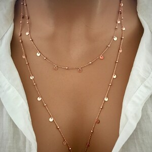 Layered Necklace / Tiny Disk Necklace /Sterling Silver Delicate Dotted Necklace / Layered Necklace / Layer Necklace /14K Gold Plated