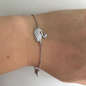 Silver Swan Bracelet, Flamingo Bracelet, Zircon Bracelet, Dainty Bracelet