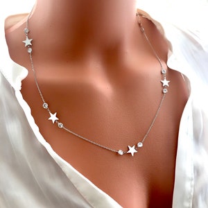 Silver Star Necklace, Star Jewelry, Dainty Necklace, Zircon Necklace, Christmas Gift