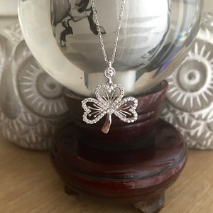 925 Sterling Silver 3 Leaf Clover Necklace, Zircon Necklace, Clover Jewelry, Gift For Her