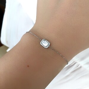 Tiny Baguette Bracelet / 925 Sterling Silver Bracelet / Gold Plated / Dainty and Cute Bracelet / Wedding Bracelet