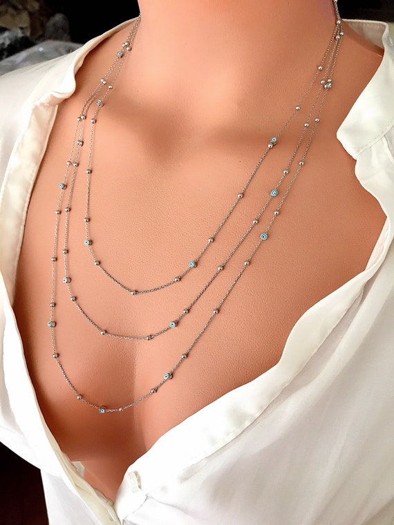 【mnem】silver) layered necklace Silver Multi Chain Layered Necklace | maurices