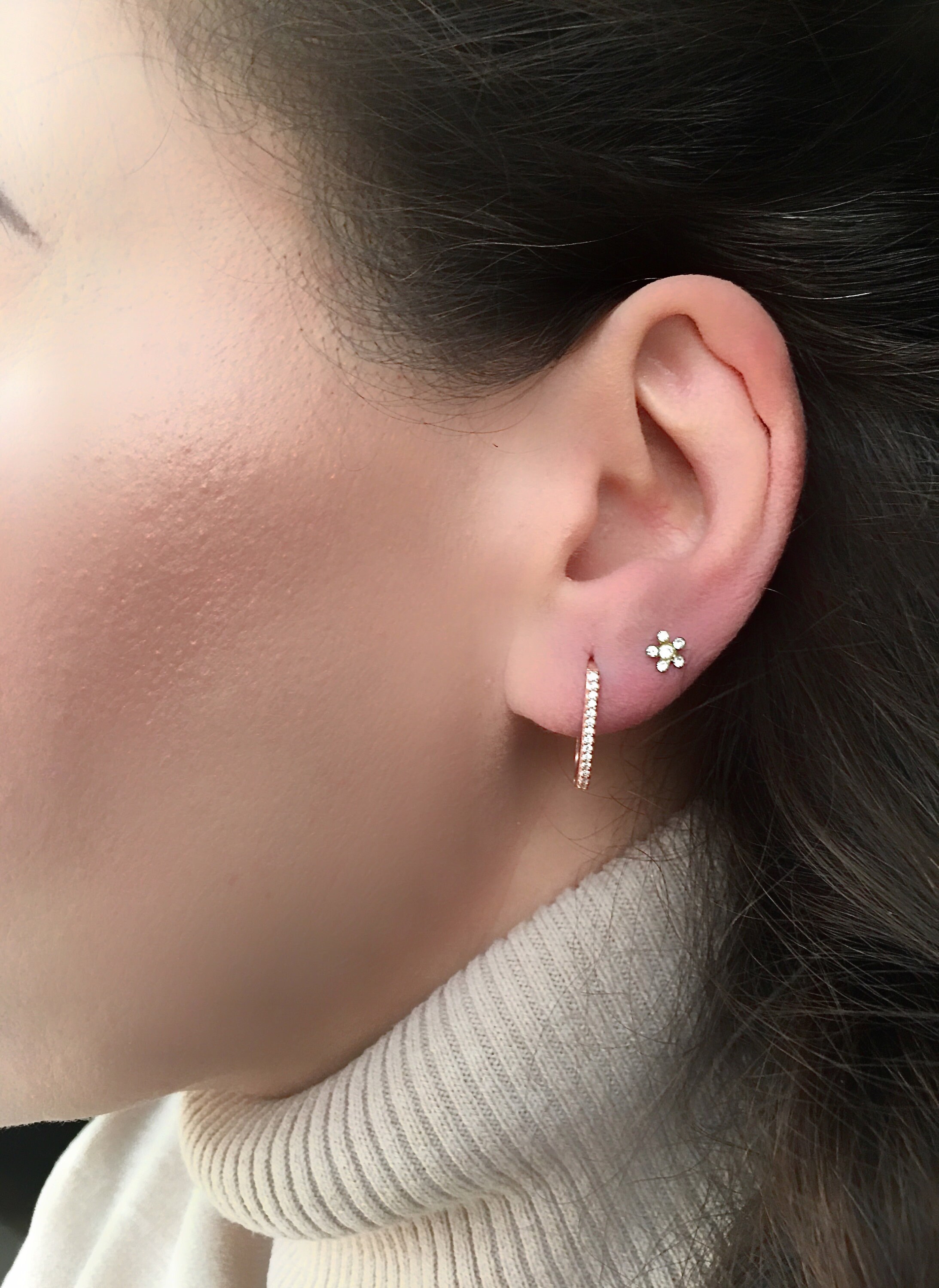 Pave Hoop Earrings / 925 Sterling Silver Earrings / Zircon Etsy