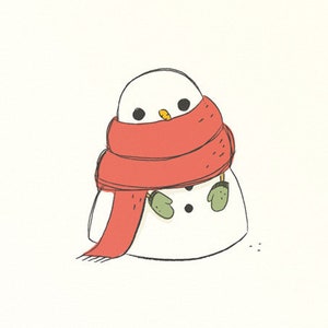 Weihnachtskarte - niedlicher Schneemann mit Schal und Handschuhen - Postkarte Weihnachten - Winterkarte