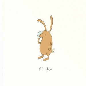 Osterkarte - Osterhase mit Ei-fon - Osterei - Frühlingskarte - witzige Postkarte
