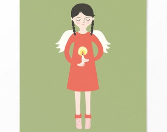 Christmas Card Angel with Light - Postcard A6 - 400 g Natural Cardboard - Advent Greetings