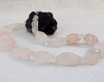 Necklace Rose Quartz Nuggets 52 cm