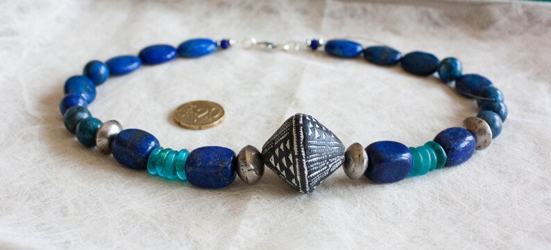 African Tradebeads Kette Saharanacht Lapis Lazuli Tuareg Bild 3