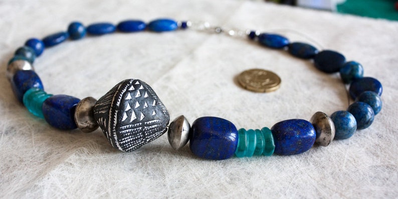 African Tradebeads Kette Saharanacht Lapis Lazuli Tuareg Bild 4