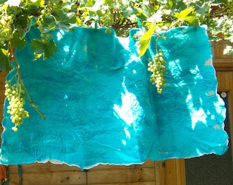 L Nunofelt scarf merino wool, turquoise, wool, silk