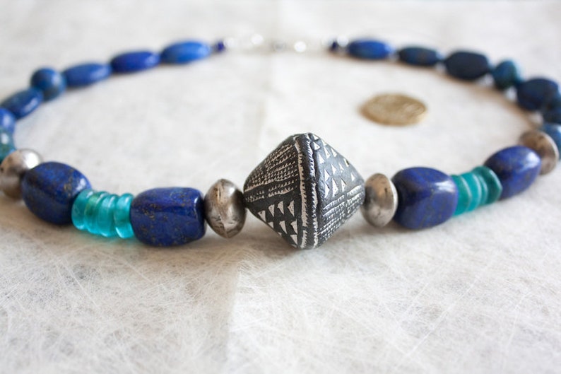 African Tradebeads Kette Saharanacht Lapis Lazuli Tuareg Bild 1