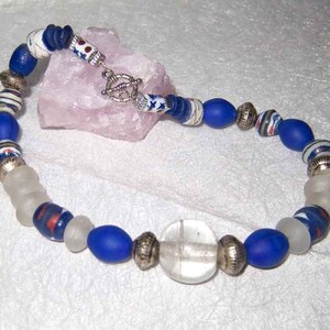 African Tradebeads Kette Sommer blau-weiß träumt von Afrika Bild 1