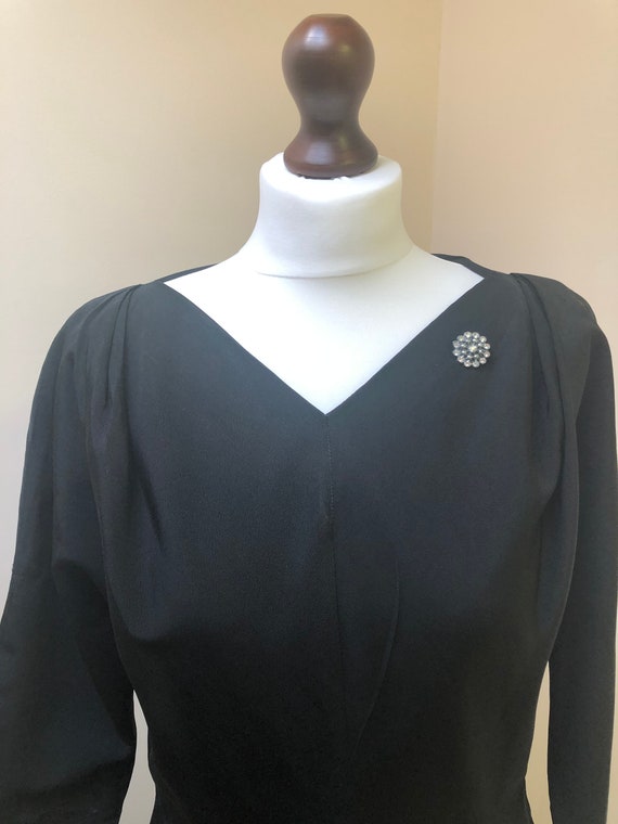 Classic True Vintage 1940's Black Cocktail Dress b