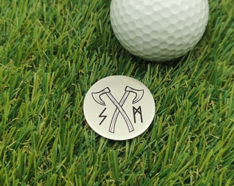 Golf Ballmarker Vegvisir. Neusilber 30 x 2 mm. Für Golfer und Golferinnen. Individuelle Sonderanfertigung. Wikinger Münze