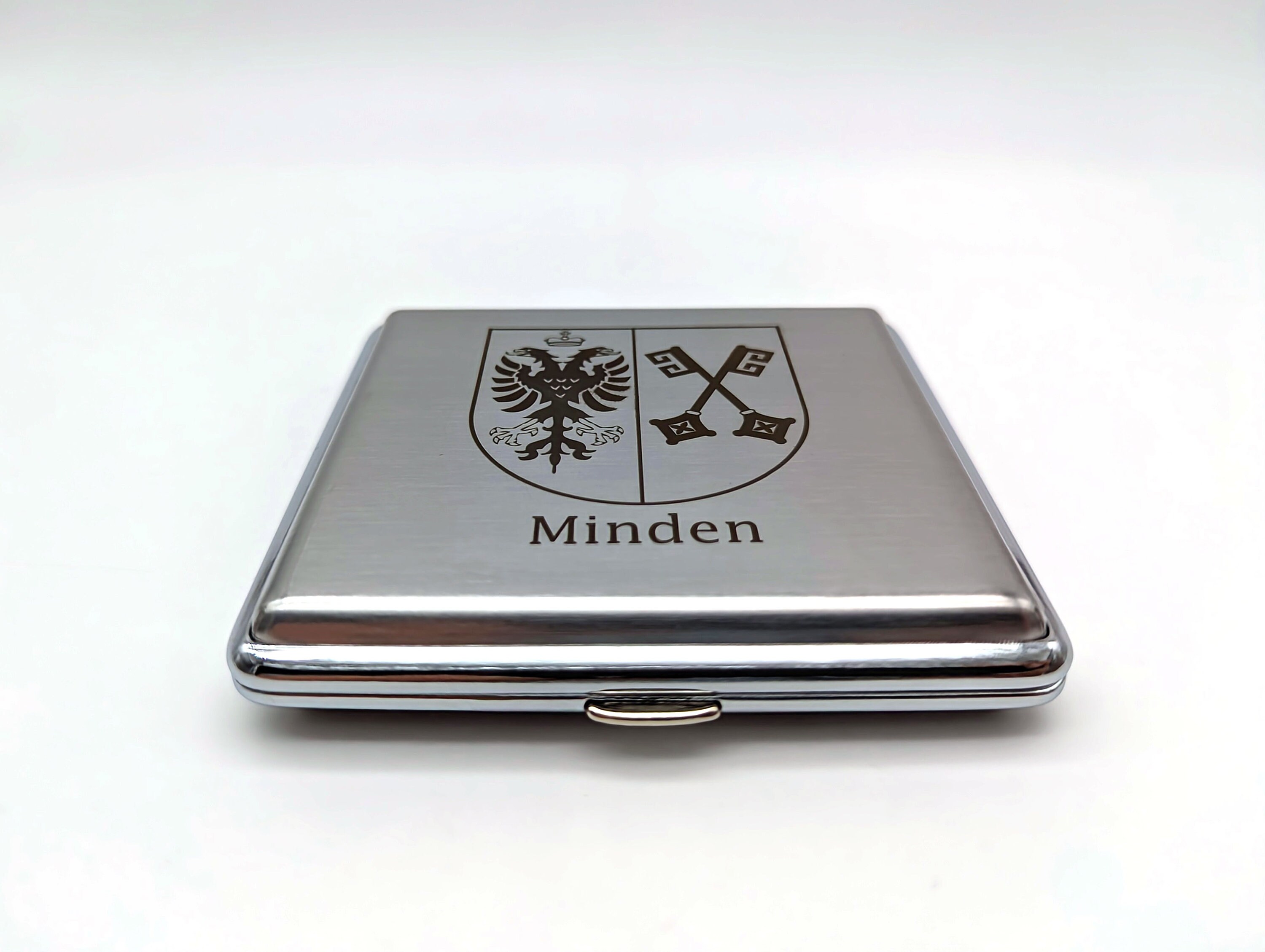 german ww2 cigarette case Metal cigarette case / cigarette box with the coat of arms of Minden,  Westphalia - gift idea for smokers