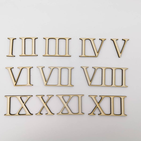 12 römische Zahlen - Höhe ca. 4cm 40mm - zum Basteln DIY für Uhren, Geschenke, Bemalen etc.