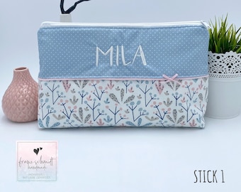 Wickeltasche / Windeltasche BLUMEN personalisiert mit Namen