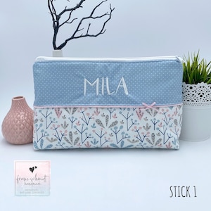 Wickeltasche / Windeltasche BLUMEN personalisiert mit Namen