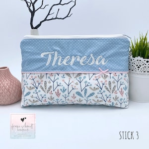 Wickeltasche / Windeltasche BLUMEN personalisiert mit Namen