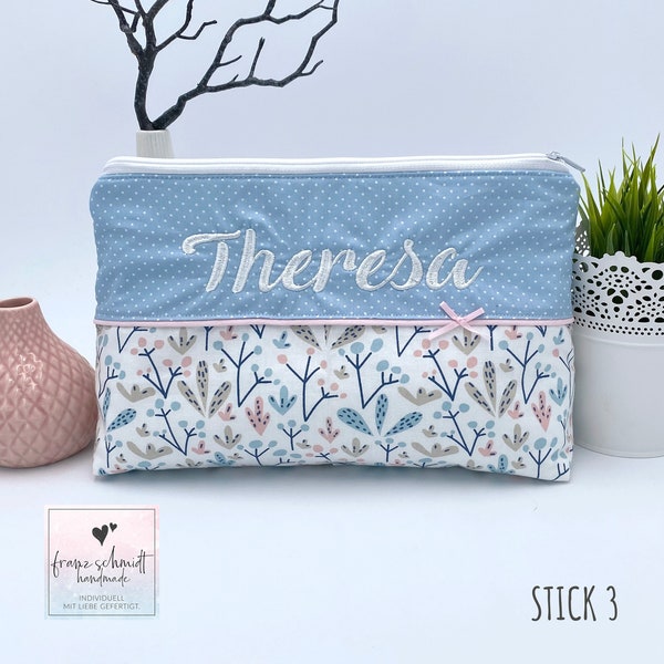 Wickeltasche / Windeltasche BLUMEN personalisiert mit Namen