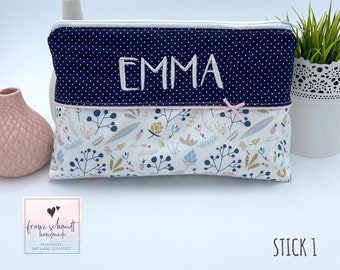 Wickeltasche / Windeltasche BLUMEN personalisiert mit Namen