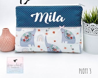 Changing bag / diaper bag ELEPHANT blue personalized with name