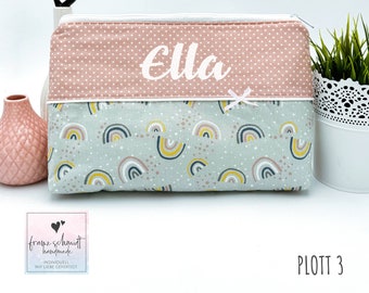 Changing bag / diaper bag RAINBOW mint-old rose personalized with name