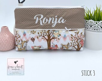 Changing bag / diaper bag FOREST FRIENDS beige personalized with name