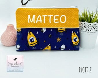 Changing bag / diaper bag RAKETE dark blue personalized with name