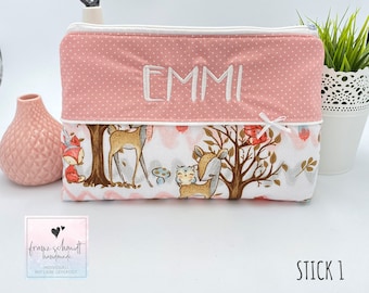 Changing bag / diaper bag WALDFREUNDE pink personalized with name