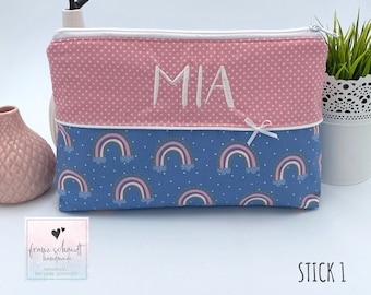 Changing bag / diaper bag RAINBOW pink-blue personalized with name
