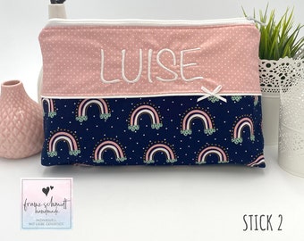 Changing bag / diaper bag RAINBOW pink-dark blue personalized with name