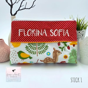 Wickeltasche / Windeltasche WALDTIERE RETRO personalisiert mit Namen