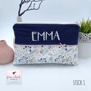 Wickeltasche / Windeltasche BLUMEN personalisiert mit Namen Stick 1