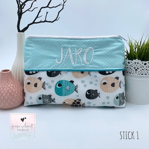 Wickeltasche / Windeltasche FISCHE personalisiert mit Namen