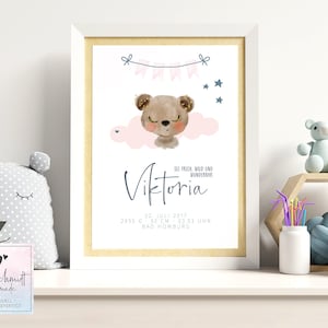 Geburtsdaten Poster • Geburtstafel • Geburtsposter • Geburtsanzeige • Geburtsbild • personalisiertes Geschenk Geburt Taufe